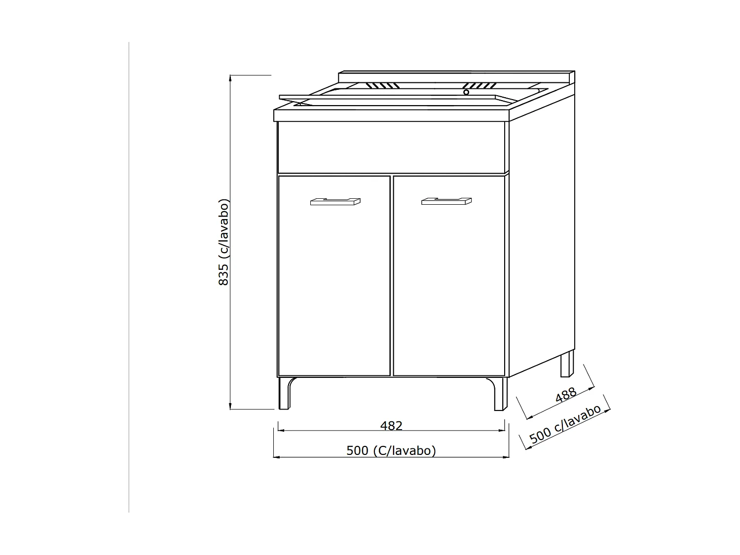 Lavoir Pour Intérieur 50X50 Chêne Blanc Et Planche À Laver | Pratico