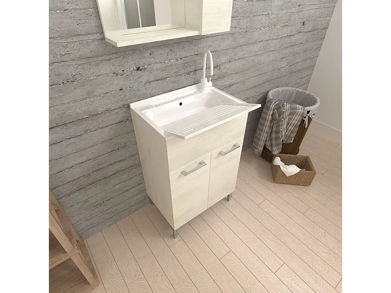 Lavoir Pour Intérieur 50X50 Chêne Blanc Et Planche À Laver | Pratico