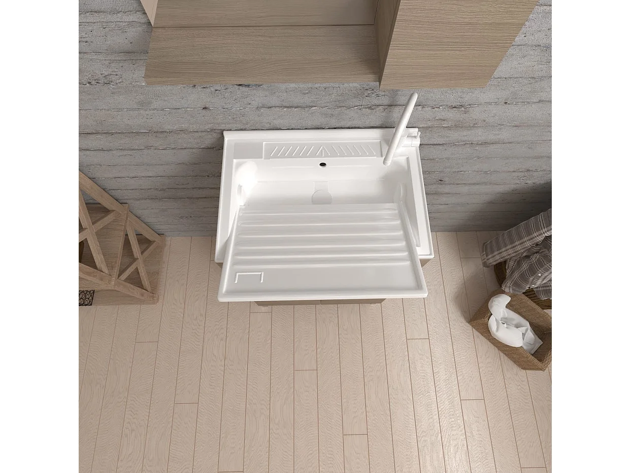 Lavoir 50X50 Avec Portes En Chêne Naturel Et Planche À Laver | Pratico