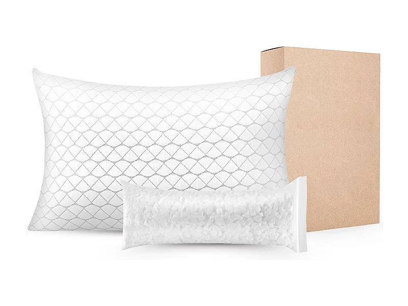 Travesseiro de Espuma com Memória SucceBuy, 74 x 48 cm, com Capa de Fibra Natural Removível Lavável, Bom Suporte, Conforto Ótimo, Branco