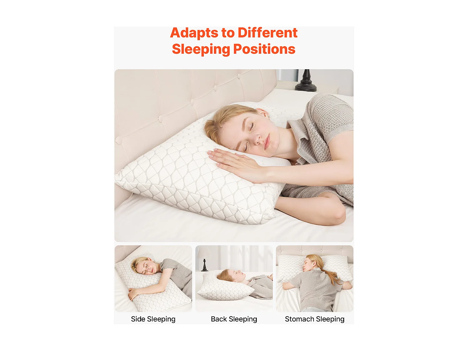 Oreiller en Mousse à Mémoire de Forme SucceBuy, 74 x 48 cm, avec Housse en Fibre Naturelle Amovible Lavable, Bon Maintien, Confort Optimal, Blanc