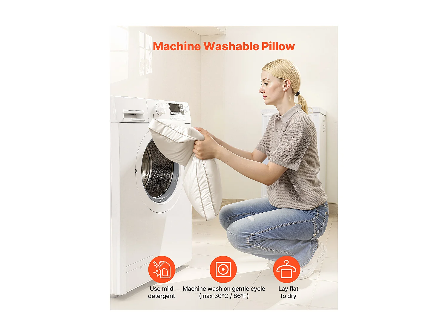 Oreiller en Duvet SucceBuy, Lot de 2, 76 x 50 cm, avec Housse en Coton, Garnissage en Duvet et Plume d'Oie et Fibre Synthétique, Bon Maintien, Confort Optimal