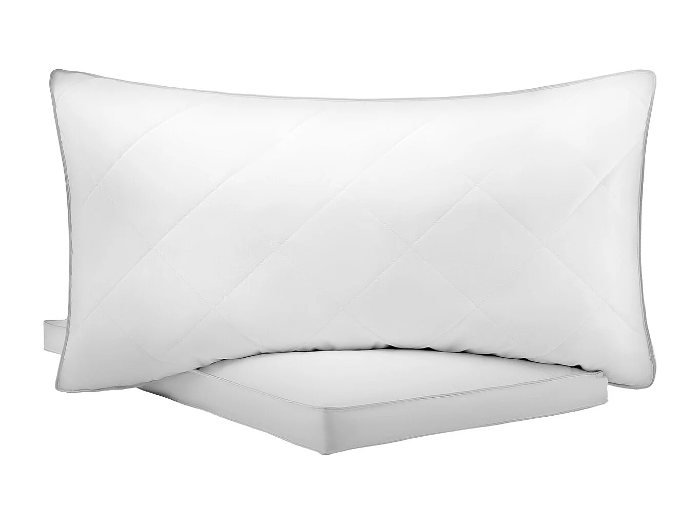 Oreiller en Duvet SucceBuy, Lot de 2, 76 x 50 cm, avec Housse en Coton, Garnissage en Duvet et Plume d'Oie et Fibre Synthétique, Bon Maintien, Confort Optimal