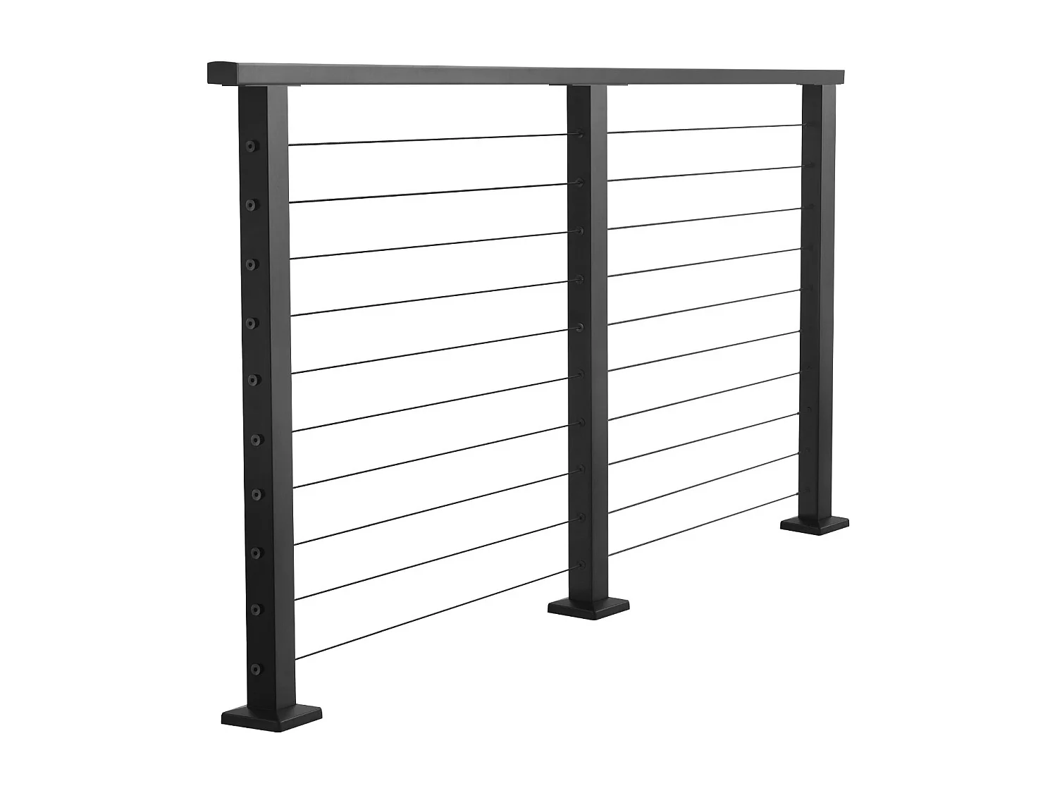 Kit Garde-corps à Câble SucceBuy 198 cm, Rampe de Balcon en Acier Inoxydable Noir Mat, Garde-corps à Poteaux 89 cm de Hauteur, Espacement des Câbles 8 cm
