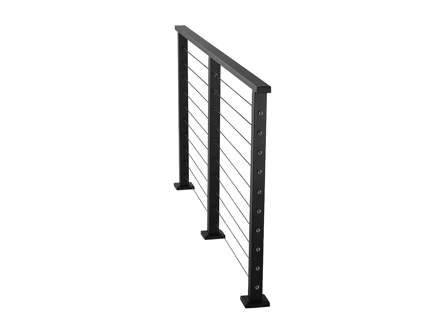 Kit Garde-corps à Câble SucceBuy 198 cm, Rampe de Balcon en Acier Inoxydable Noir Mat, Garde-corps à Poteaux 89 cm de Hauteur, Espacement des Câbles 8 cm