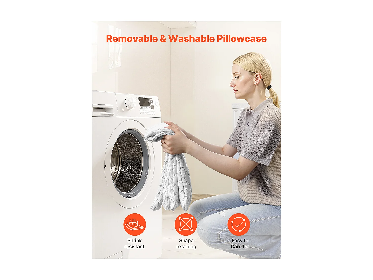 Oreiller en Mousse à Mémoire de Forme SucceBuy, 90 x 48,5 cm, avec Housse en Fibre Naturelle Amovible Lavable, Bon Maintien, Confort Optimal, Blanc