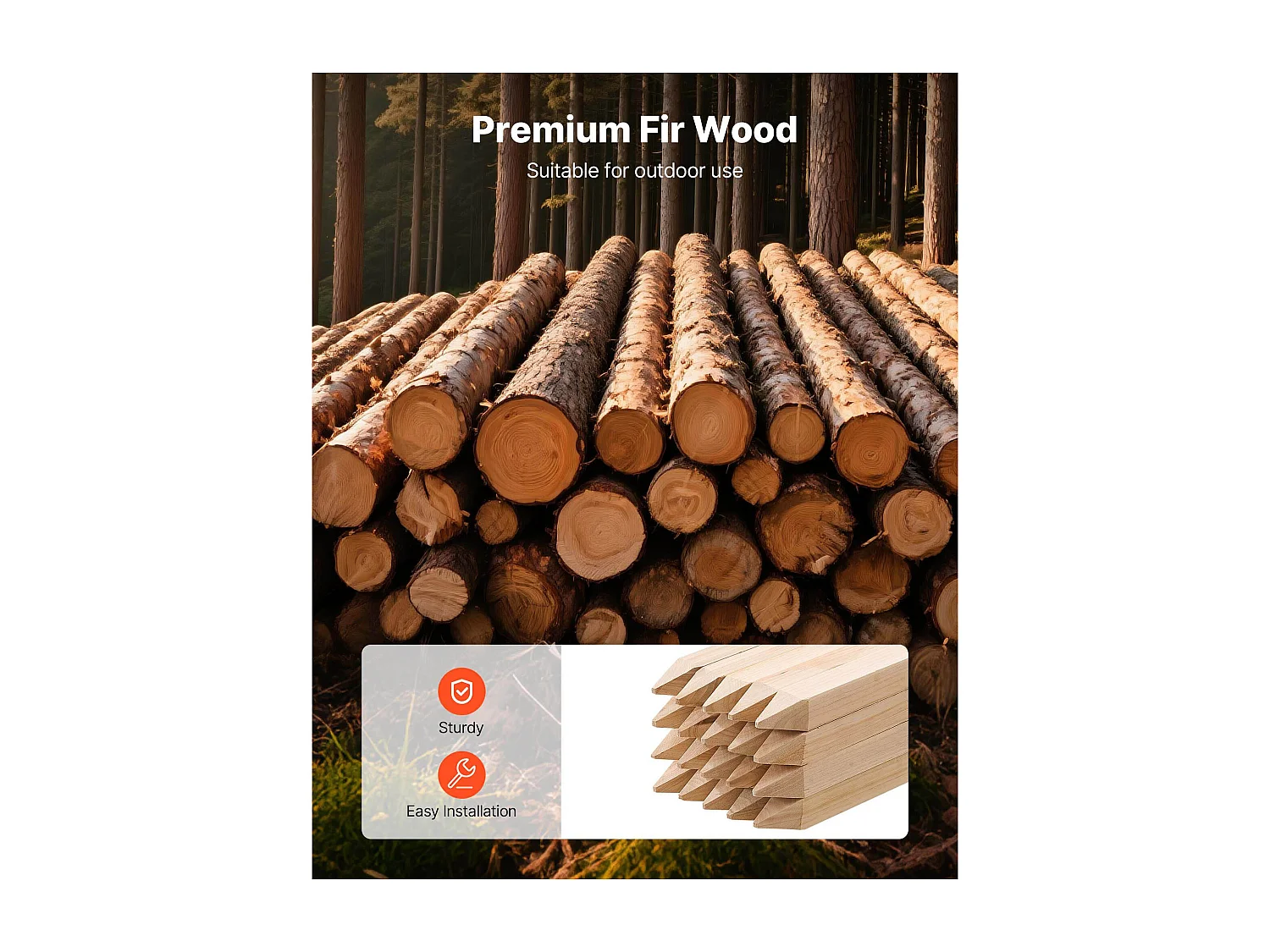 Tuinhek Palen SucceBuy in Hout, Set van 20, Houten Palen met Punt 2.54 x 2.54 x 30.48 cm, Palen voor Erosiebestendige Hekken, Afbakenen van Zones