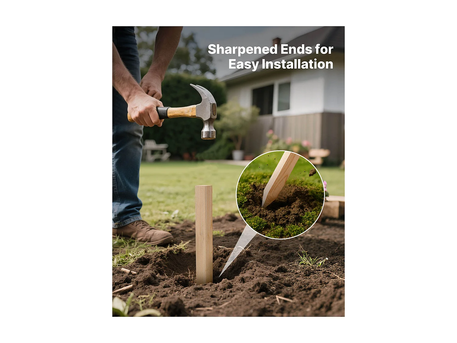 Piquets de Clôture Jardin SucceBuy en Bois, Lot de 20, Poteaux Bois à Pointe 2.54 x 2.54 x 30.48 cm, Piquets pour Clôtures Anti-érosion, Délimiter les Zones