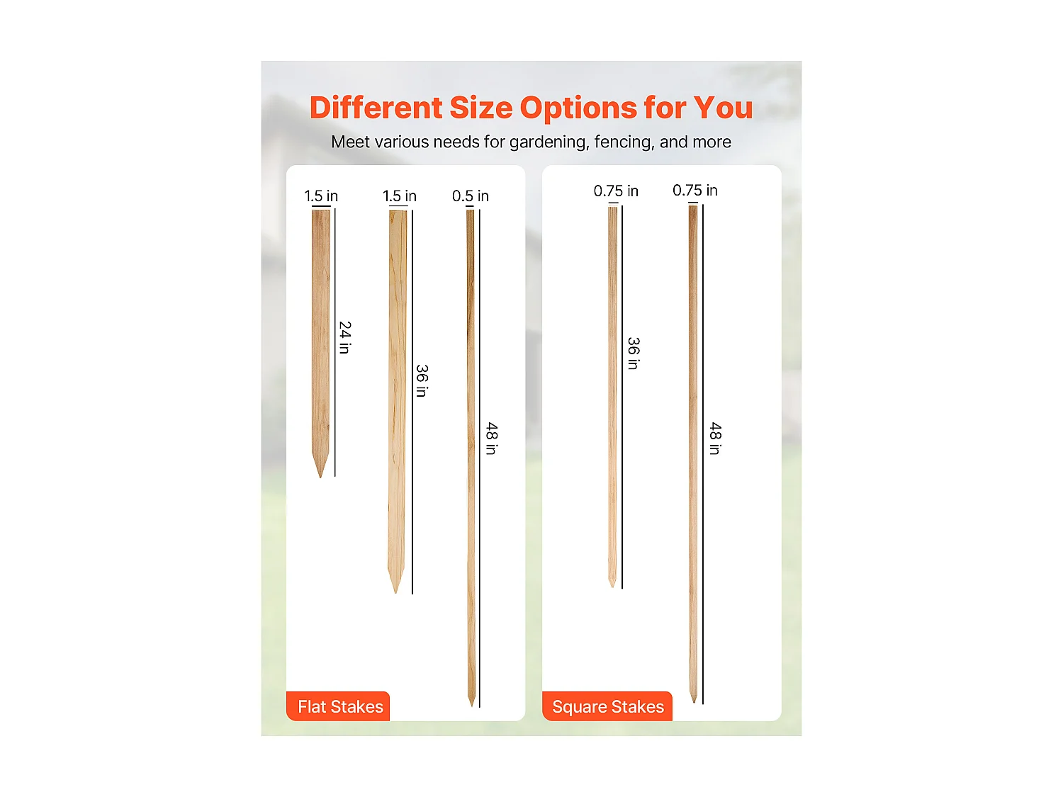 Piquets de Clôture Jardin SucceBuy en Bois, Lot de 25, Poteaux Bois à Pointe 1.9 x 1.9 x 91.4 cm, Piquets pour Clôtures Anti-érosion, Délimiter les Zones