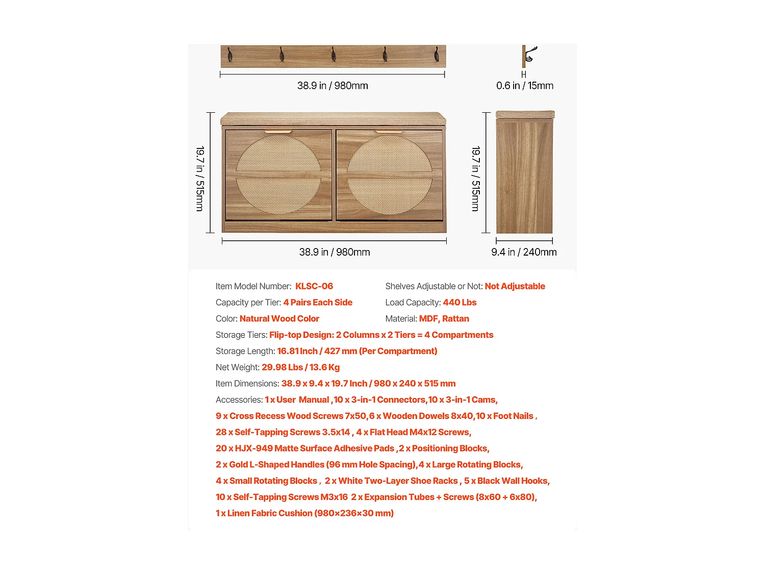 Banco para Sapatos SucceBuy de Entrada 98x24x51,5 cm, Banco Armazenamento com Gavetas Dobráveis, Armazenamento para Sapatos 199,6 kg com Almofada, 4 Compartimentos