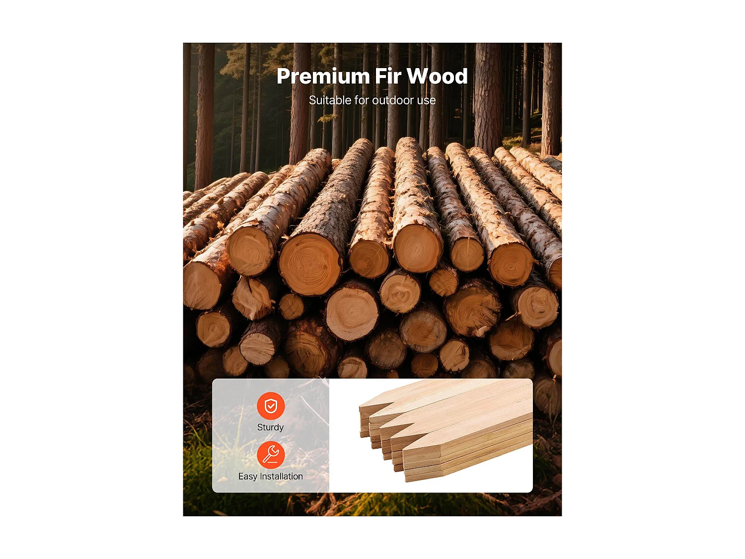 Tuinhek Palen SucceBuy in Hout, Set van 25, Houten Palen met Punt 1.27 x 3.81 x 60.96 cm, Palen voor Erosiebestendige Hekken, Afbakenen van Zones