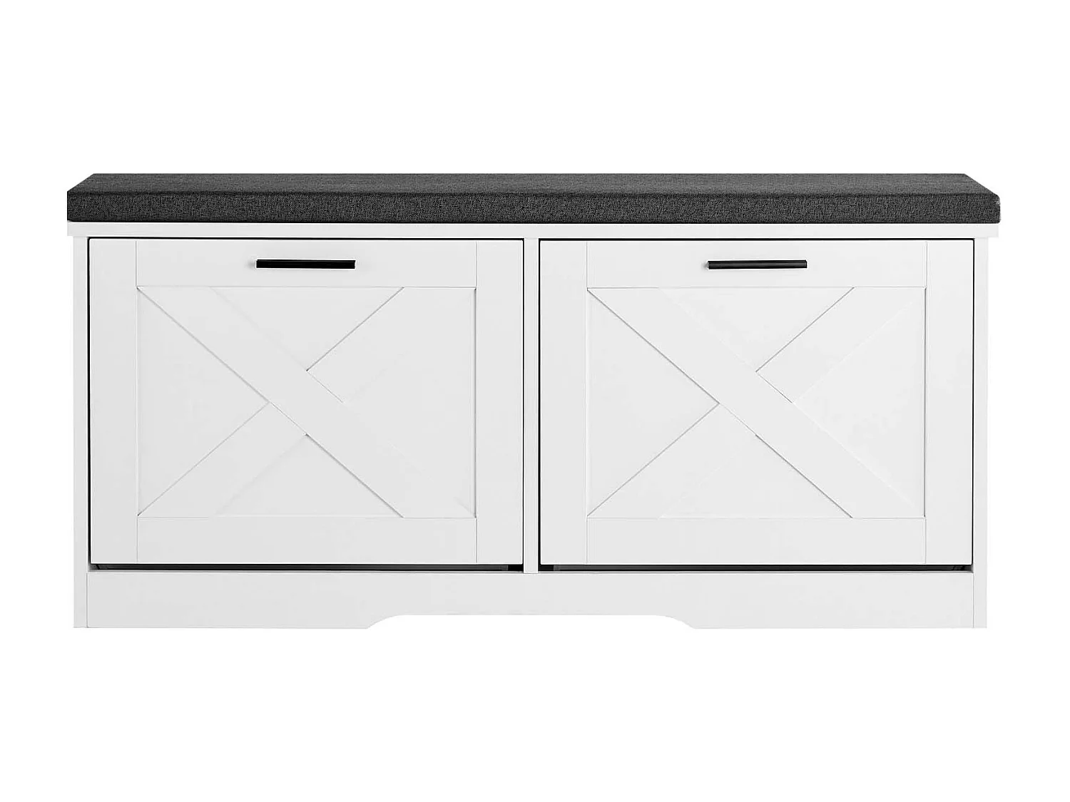 Banc à Chaussures d'Entrée SucceBuy 100x30.5x47.5 cm, Banc Rangement avec Tiroirs Rabattables, Coussin et Portes Rabattables, 199,6 kg, Range-chaussure Étroit