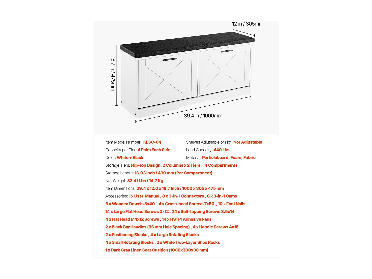 Banc à Chaussures d'Entrée SucceBuy 100x30.5x47.5 cm, Banc Rangement avec Tiroirs Rabattables, Coussin et Portes Rabattables, 199,6 kg, Range-chaussure Étroit