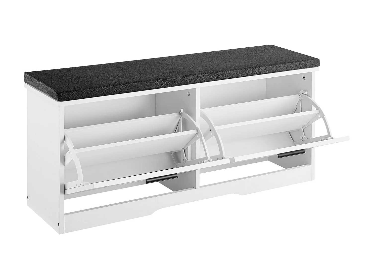 Banc à Chaussures d'Entrée SucceBuy 100x30.5x47.5 cm, Banc Rangement avec Tiroirs Rabattables, Coussin et Portes Rabattables, 199,6 kg, Range-chaussure Étroit