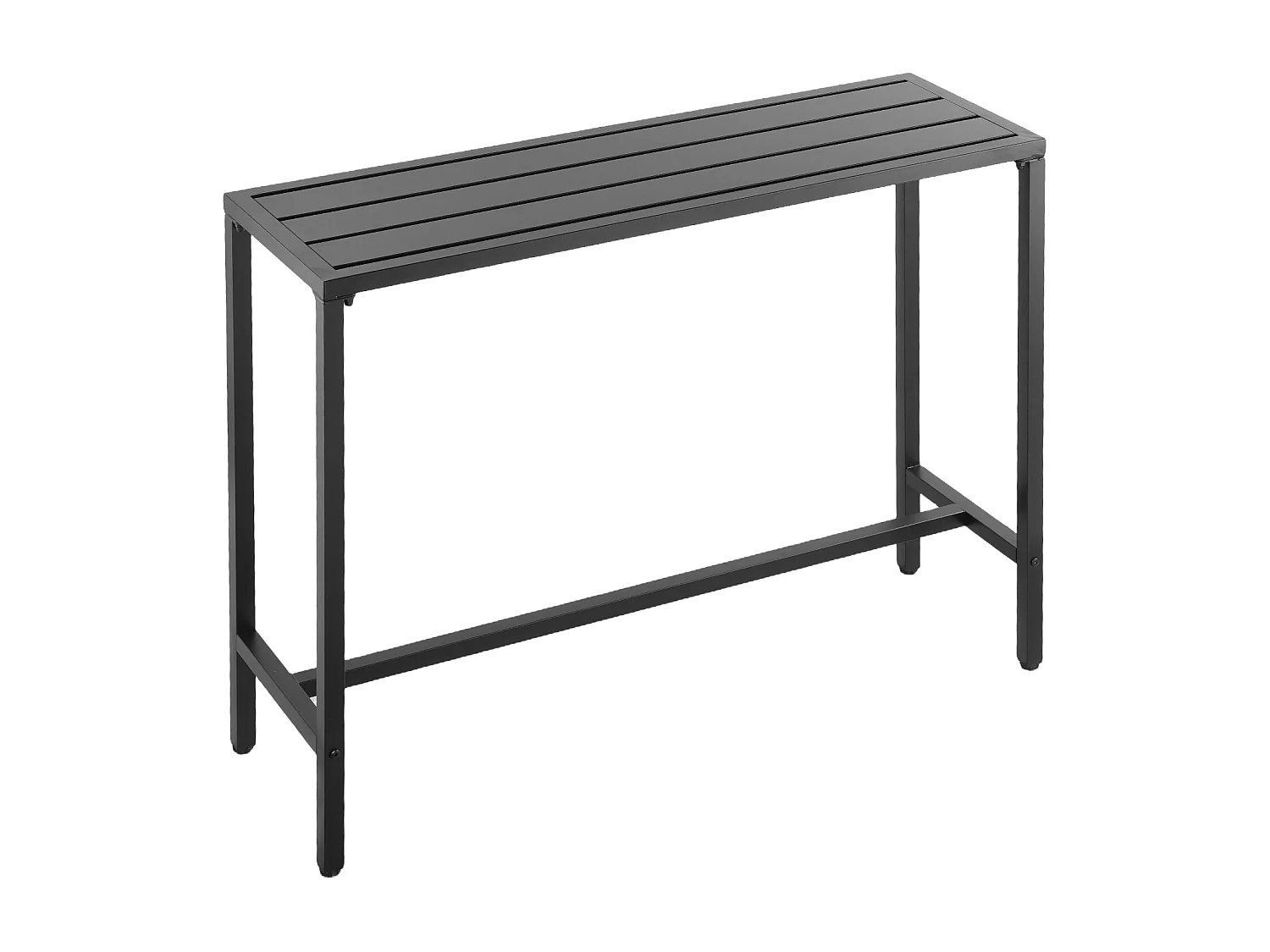 Table de Bar SucceBuy Haute Extérieur, 120 x 37,5 cm, Table à Manger Rectangulaire, avec Plateau Étanche, Structure en Métal Robuste, Mobilier de Jardin