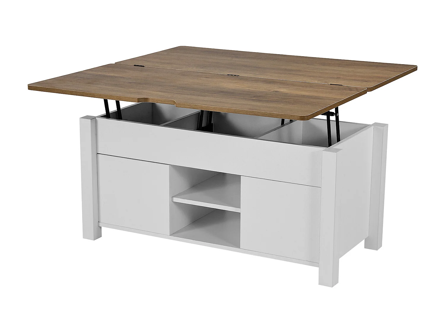 Bijzettafel SucceBuy met Verstelbaar Rechthoekig Blad, 100 x 50 x 48.5 cm, Salontafel met Schuurdeur en Verborgen Opbergvak, Industriële Stijl