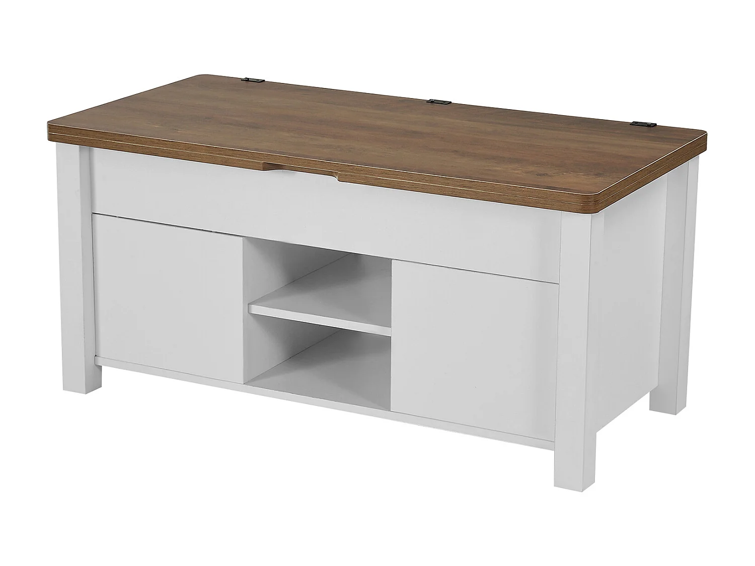 Bijzettafel SucceBuy met Verstelbaar Rechthoekig Blad, 100 x 50 x 48.5 cm, Salontafel met Schuurdeur en Verborgen Opbergvak, Industriële Stijl