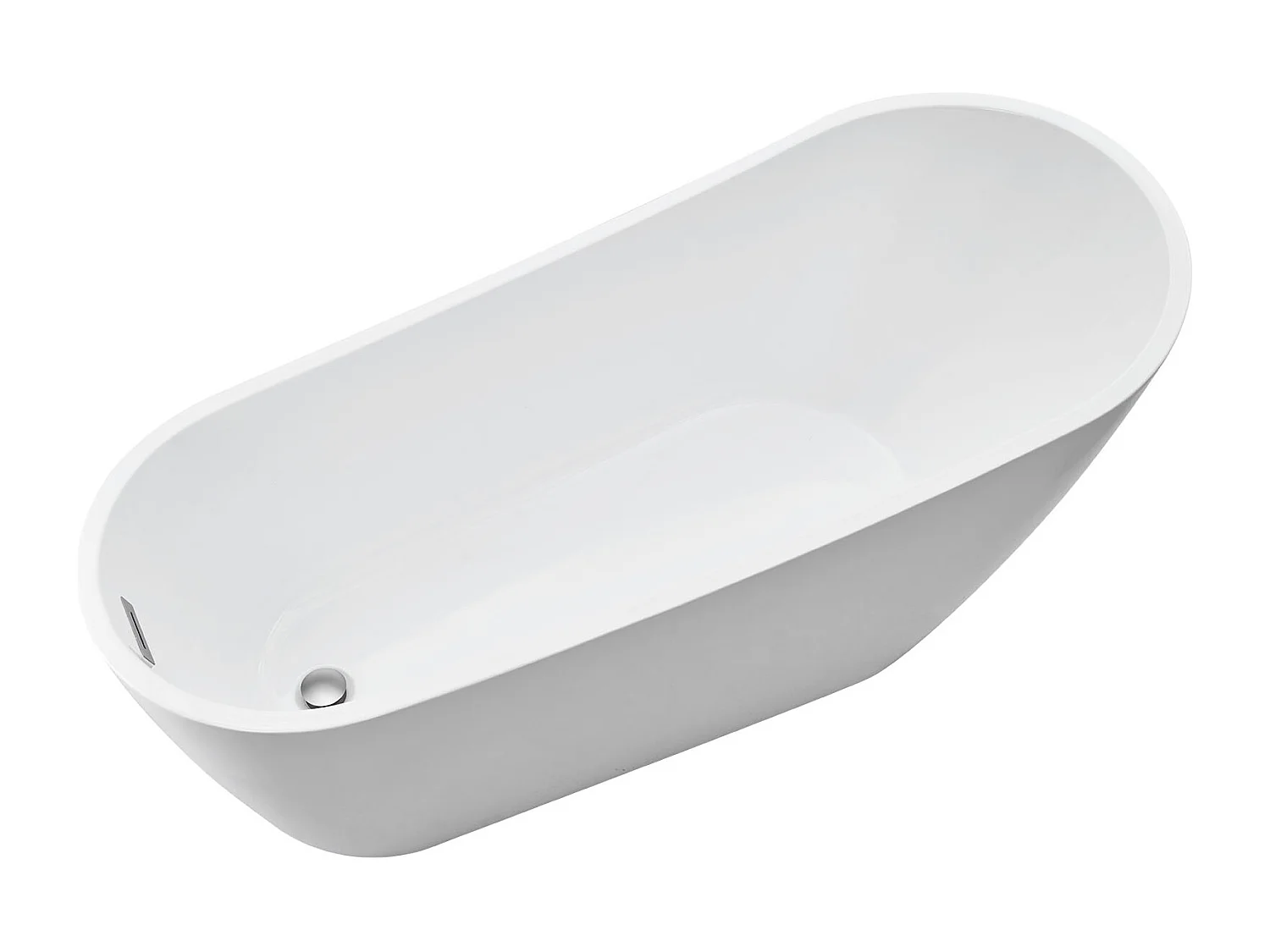 Baignoire Autoportante SucceBuy en Acrylique, Baignoire Îlot Moderne et Élégante, 170x74 cm, Grande Capacité 215 L, avec Trop-plein et Bonde en Chrome Poli