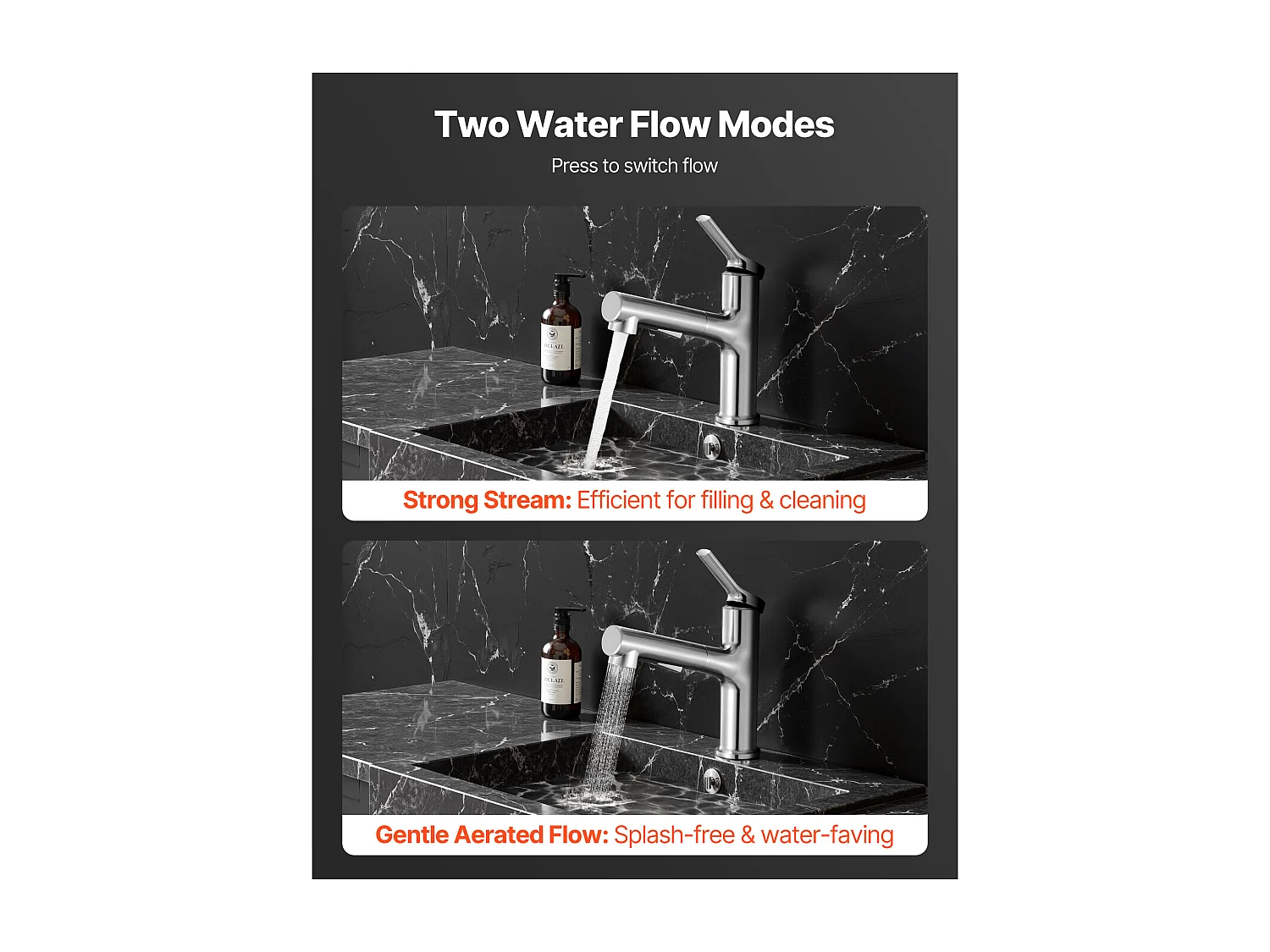 Gootsteen SucceBuy Kraan met Enkele Handgreep, Keuken Mengkraan met Enkele Hefboom 1 of 3 Gaten, Loodvrij, met Drukknop Schakelaar