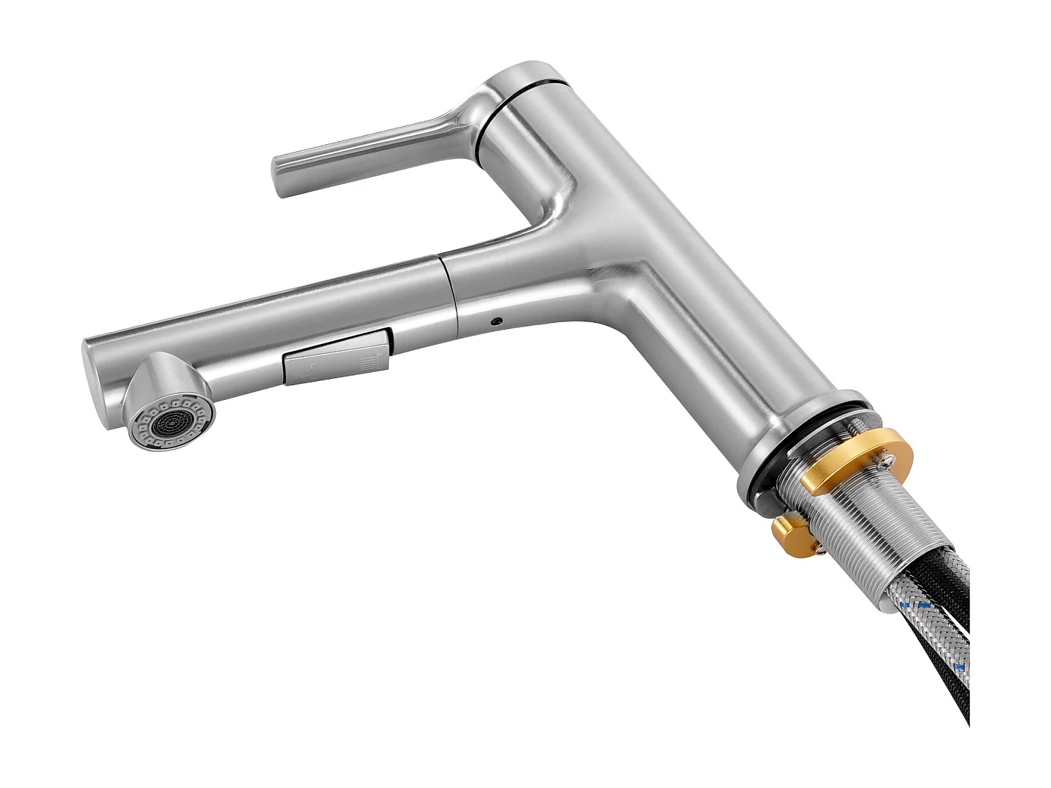 Gootsteen SucceBuy Kraan met Enkele Handgreep, Keuken Mengkraan met Enkele Hefboom 1 of 3 Gaten, Loodvrij, met Drukknop Schakelaar