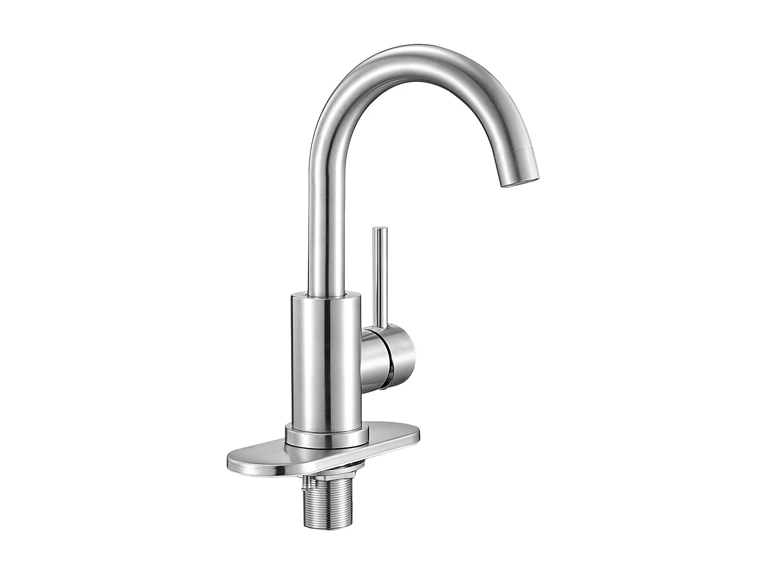 Gootsteen SucceBuy Kraan met Enkele Handgreep, Keuken Mengkraan met Hoge Boog, Afwerking Geborsteld Nikkel, met Spatbeschermer Beluchter, voor Badkamer