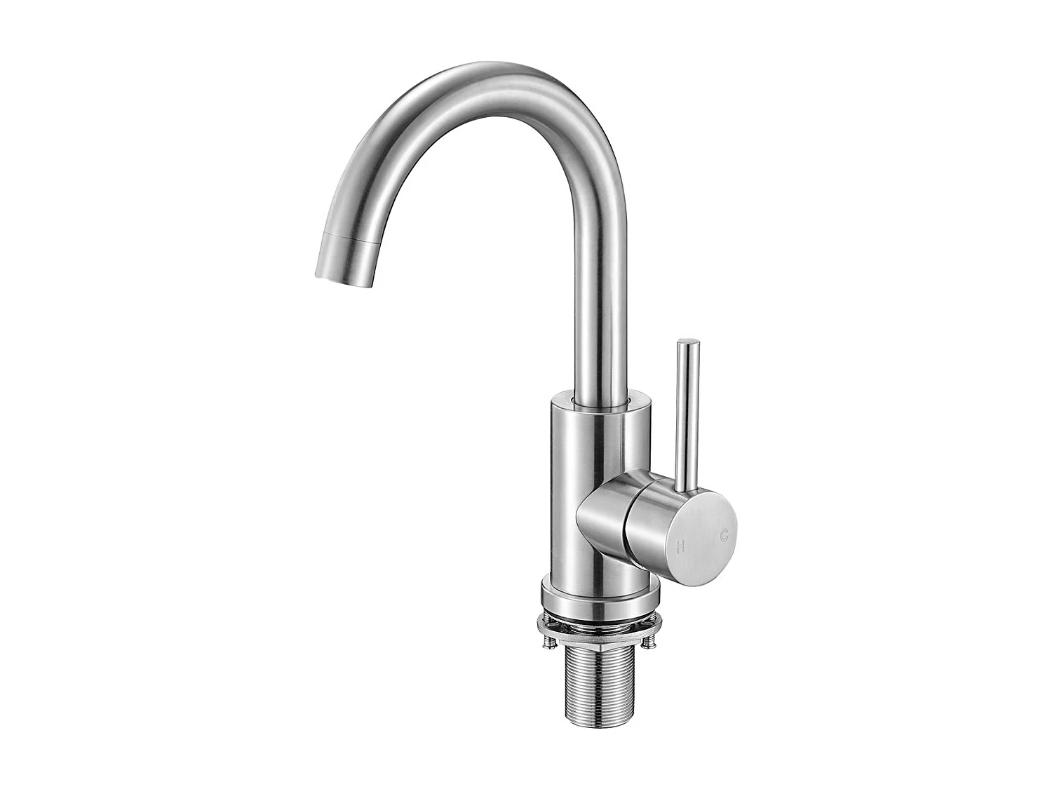 Gootsteen SucceBuy Kraan met Enkele Handgreep, Keuken Mengkraan met Hoge Boog, Afwerking Geborsteld Nikkel, met Spatbeschermer Beluchter, voor Badkamer