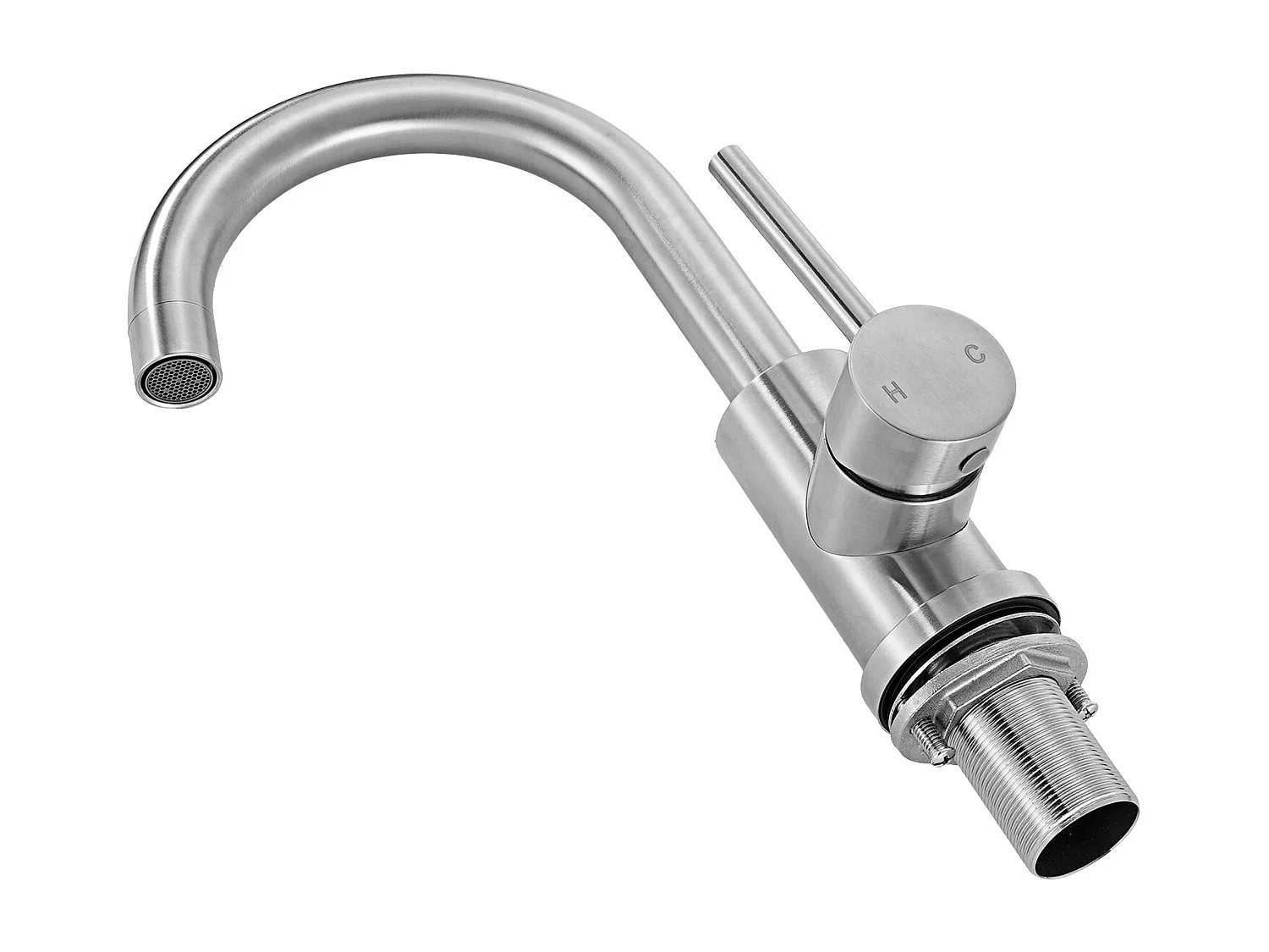 Gootsteen SucceBuy Kraan met Enkele Handgreep, Keuken Mengkraan met Hoge Boog, Afwerking Geborsteld Nikkel, met Spatbeschermer Beluchter, voor Badkamer