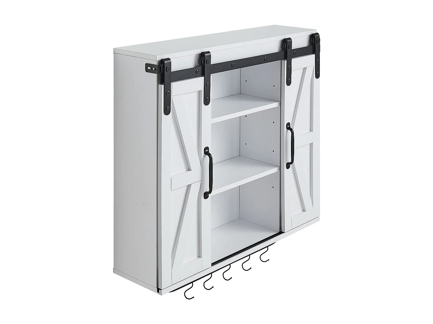 Armoire Murale Salle de Bain SucceBuy, 2 Portes et Étagère Réglable, Armoire à Pharmacie au-dessus des Toilettes, Meuble Suspendu avec Cloison Ouverte