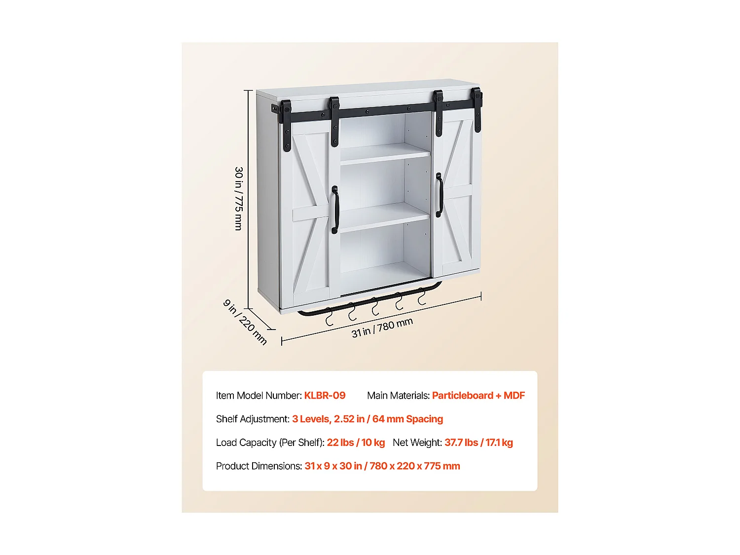 Armoire Murale Salle de Bain SucceBuy, 2 Portes et Étagère Réglable, Armoire à Pharmacie au-dessus des Toilettes, Meuble Suspendu avec Cloison Ouverte