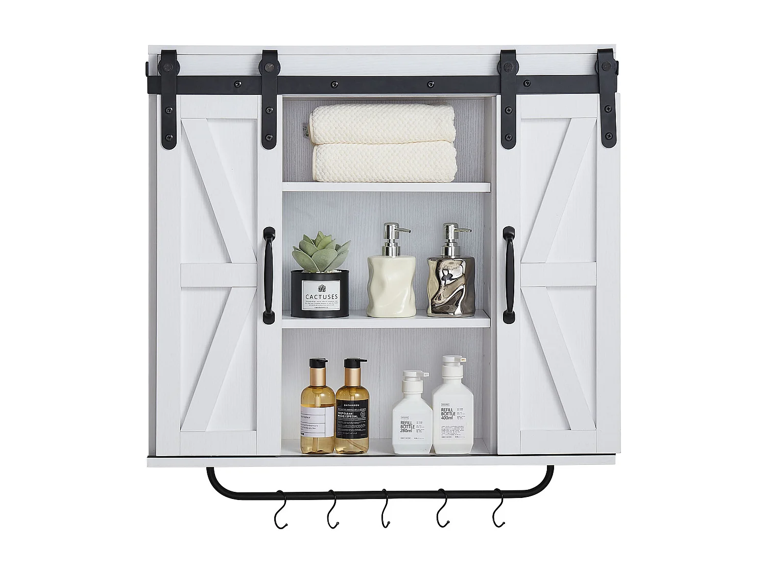 Armoire Murale Salle de Bain SucceBuy, 2 Portes et Étagère Réglable, Armoire à Pharmacie au-dessus des Toilettes, Meuble Suspendu avec Cloison Ouverte