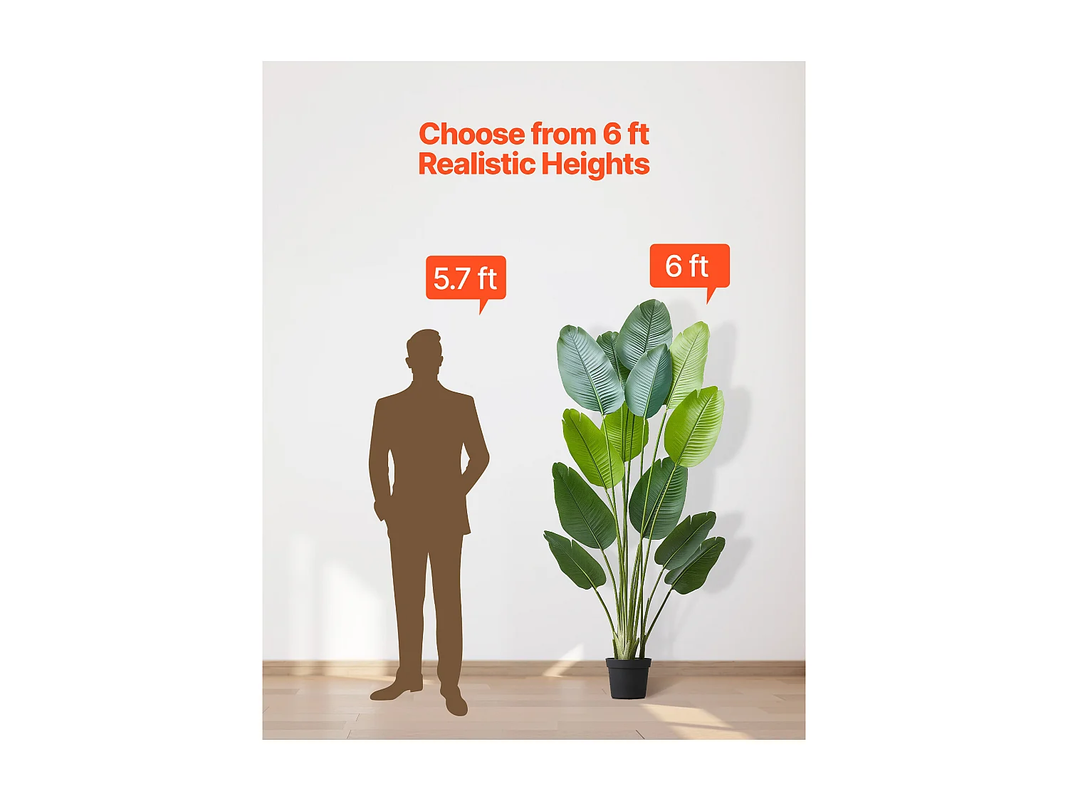 Oiseau de Paradis Artificiel SucceBuy, 1,8 m, Plante Artificielle Tropicale en Pot, Faux Arbre Tropical, Fausse Plante Feuilles Polyéthylène pour Salon