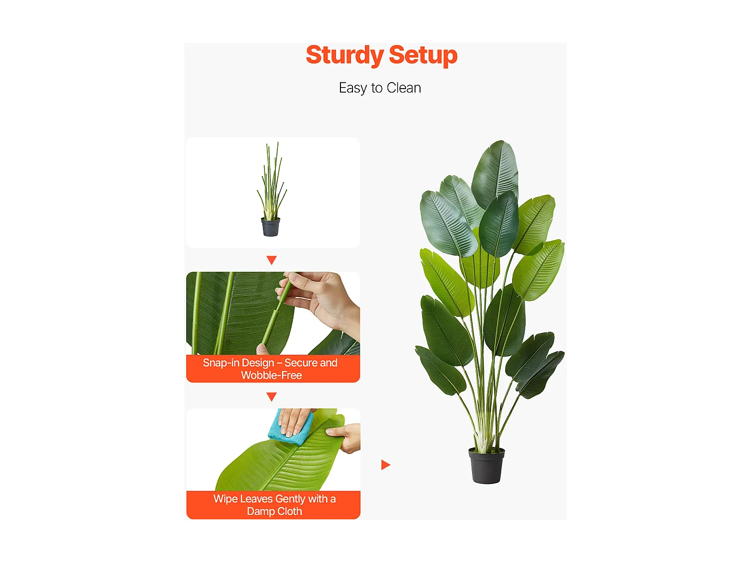 Oiseau de Paradis Artificiel SucceBuy, 1,8 m, Plante Artificielle Tropicale en Pot, Faux Arbre Tropical, Fausse Plante Feuilles Polyéthylène pour Salon