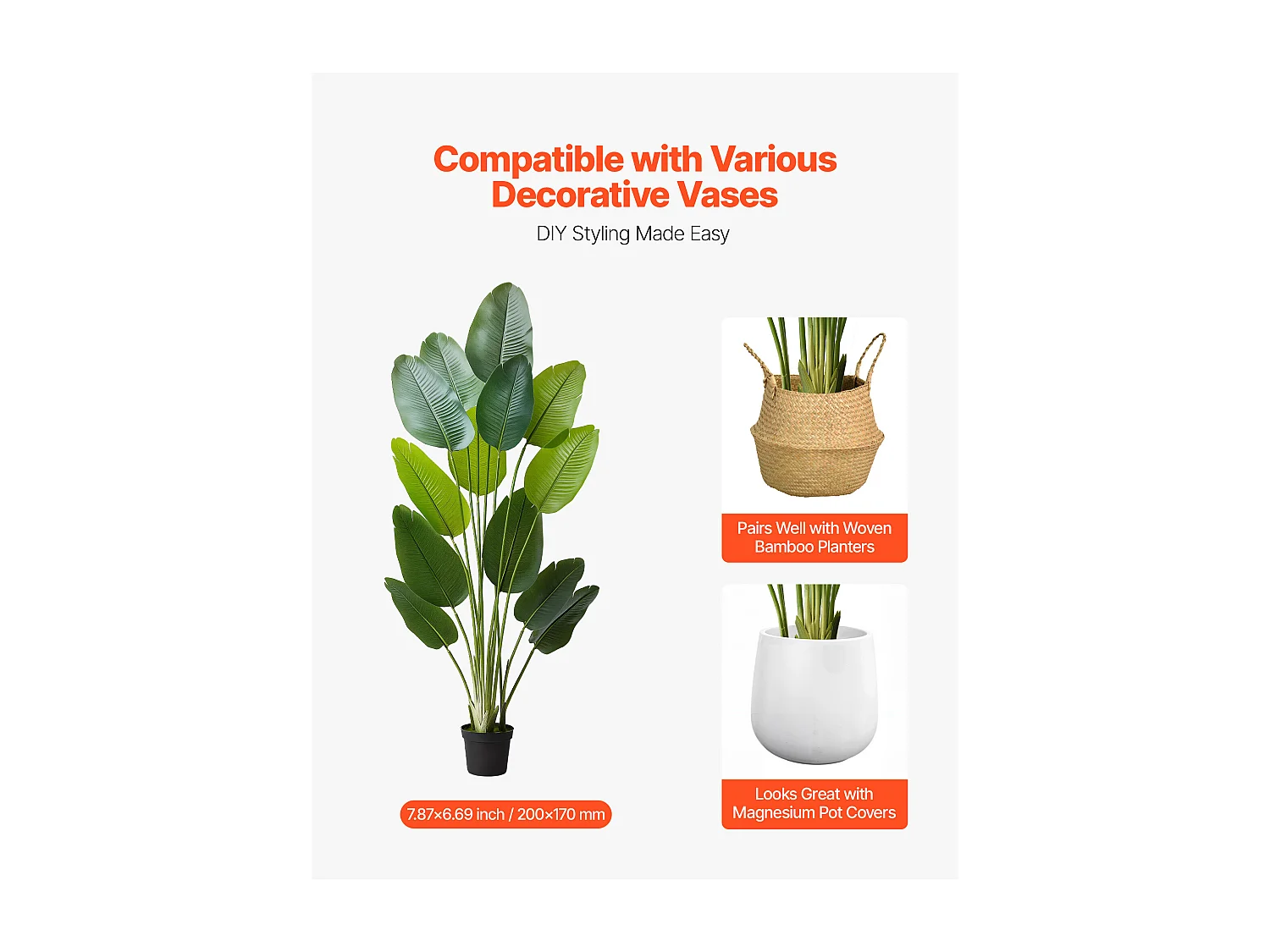 Oiseau de Paradis Artificiel SucceBuy, 1,8 m, Plante Artificielle Tropicale en Pot, Faux Arbre Tropical, Fausse Plante Feuilles Polyéthylène pour Salon