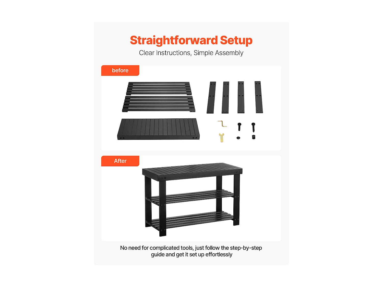 Banc à Chaussures SucceBuy de 70.3 x 28.8 x 45.1 cm, Banc d'Entrée Supporte jusqu'à 129,7 kg, Rangement à Chaussures Polyvalent à 3 Niveaux, Noir