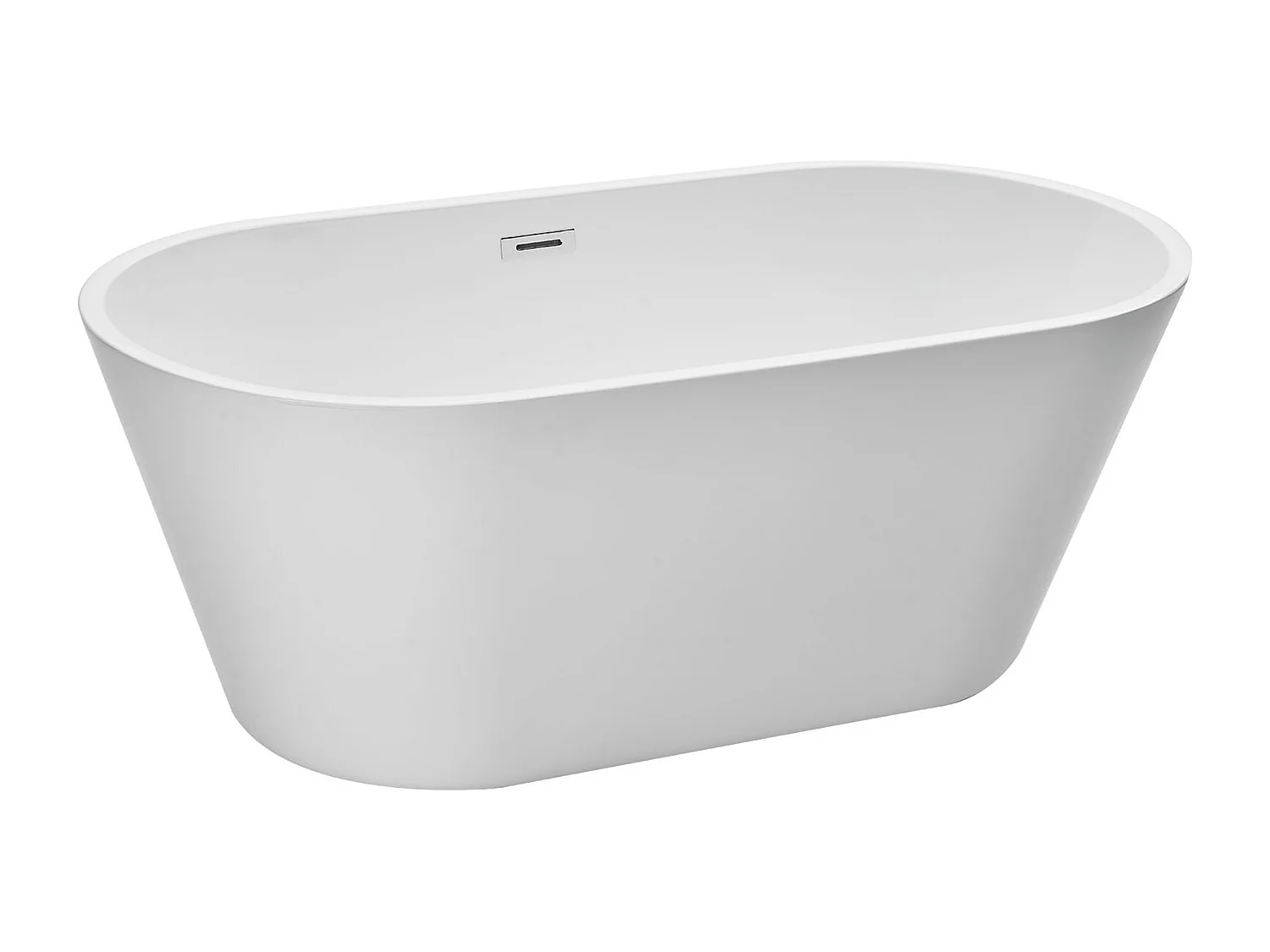 Bañera Autoportante SucceBuy en Acrílico, Bañera Isla Moderna Ovalada, 150x75 cm, Gran Capacidad 230 L, con Rebosadero y Desagüe en Cromo Pulido