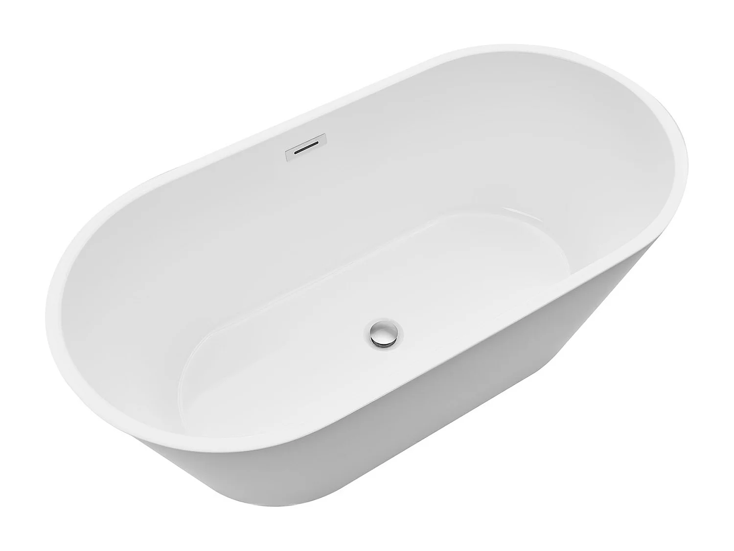 Bañera Autoportante SucceBuy en Acrílico, Bañera Isla Moderna Ovalada, 150x75 cm, Gran Capacidad 230 L, con Rebosadero y Desagüe en Cromo Pulido