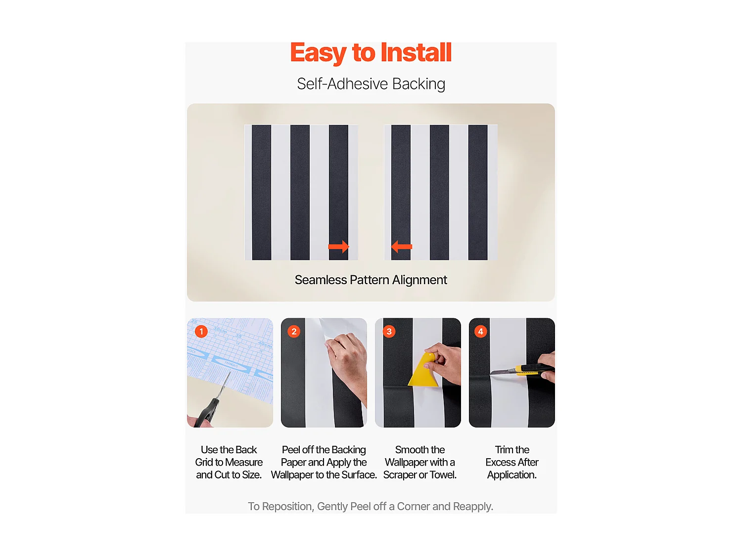 Papel Pintado Adhesivo de Pared SucceBuy, 45 cm x 15 m, Rollo Papel Pintado Autoadhesivo Vinilo, Motivo Geométrico Moderno Negro Blanco, Estanco