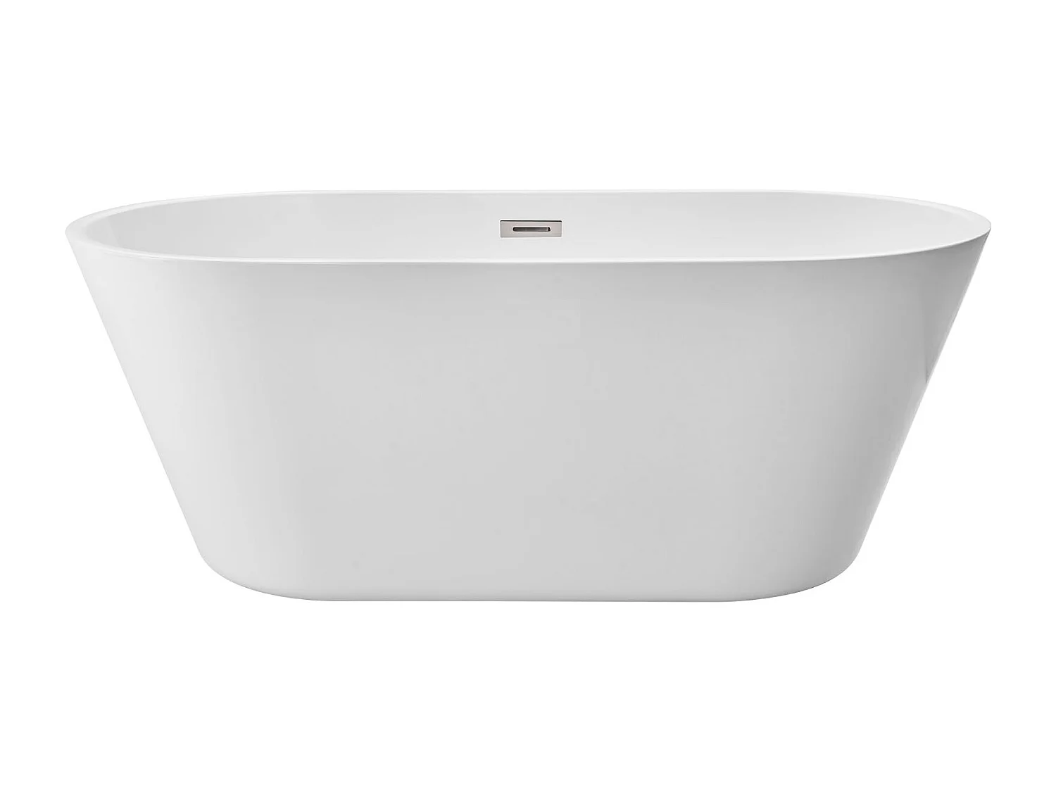 Baignoire Autoportante SucceBuy en Acrylique, Baignoire Îlot Moderne et Élégante, 150x75 cm, Grande Capacité 230 L, avec Trop-plein et Bonde en Nickel Brossé