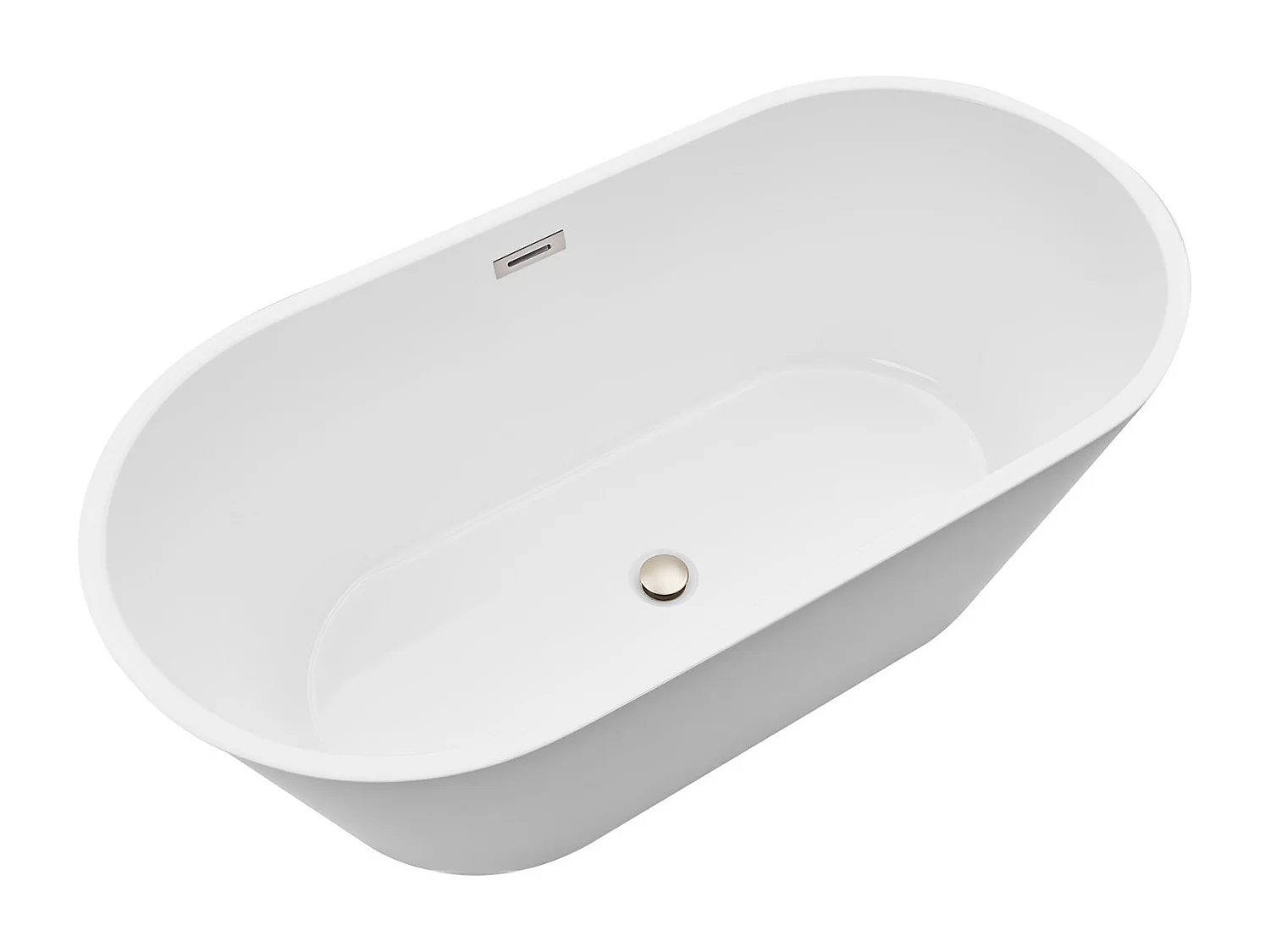 Baignoire Autoportante SucceBuy en Acrylique, Baignoire Îlot Moderne et Élégante, 150x75 cm, Grande Capacité 230 L, avec Trop-plein et Bonde en Nickel Brossé