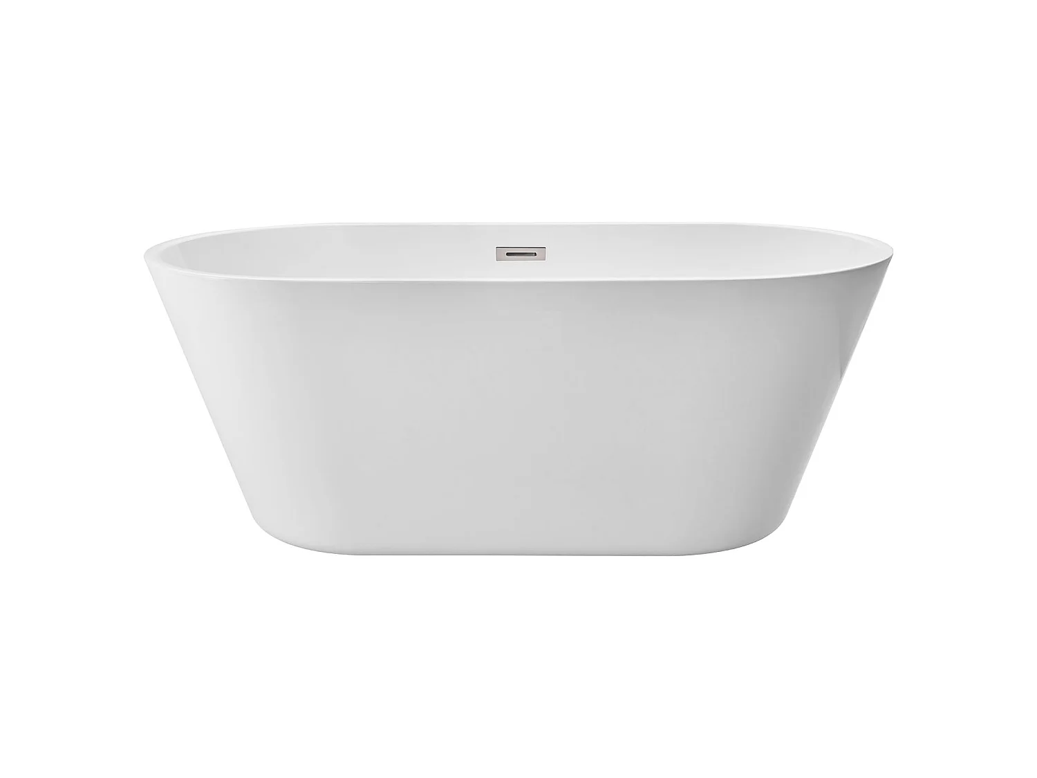 Bañera Autoportante SucceBuy en Acrílico, Bañera Isla Moderna y Elegante, 150x75 cm, Gran Capacidad 230 L, con Rebosadero y Desagüe en Níquel Cepillado