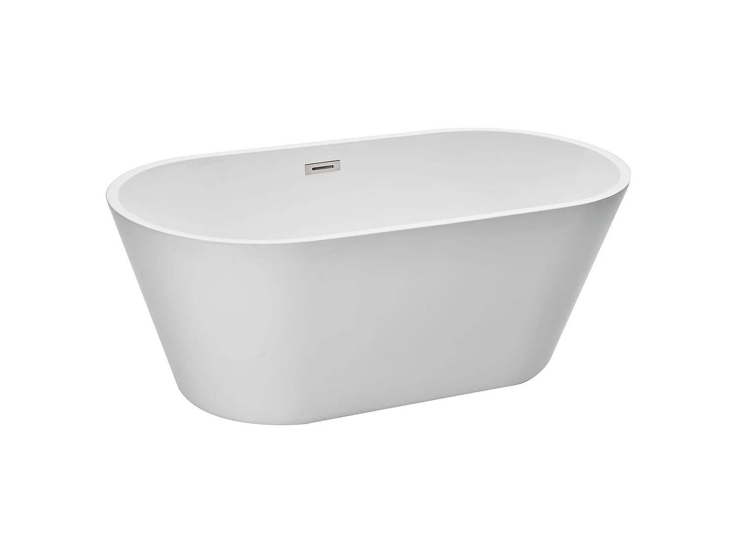 Bañera Autoportante SucceBuy en Acrílico, Bañera Isla Moderna y Elegante, 150x75 cm, Gran Capacidad 230 L, con Rebosadero y Desagüe en Níquel Cepillado