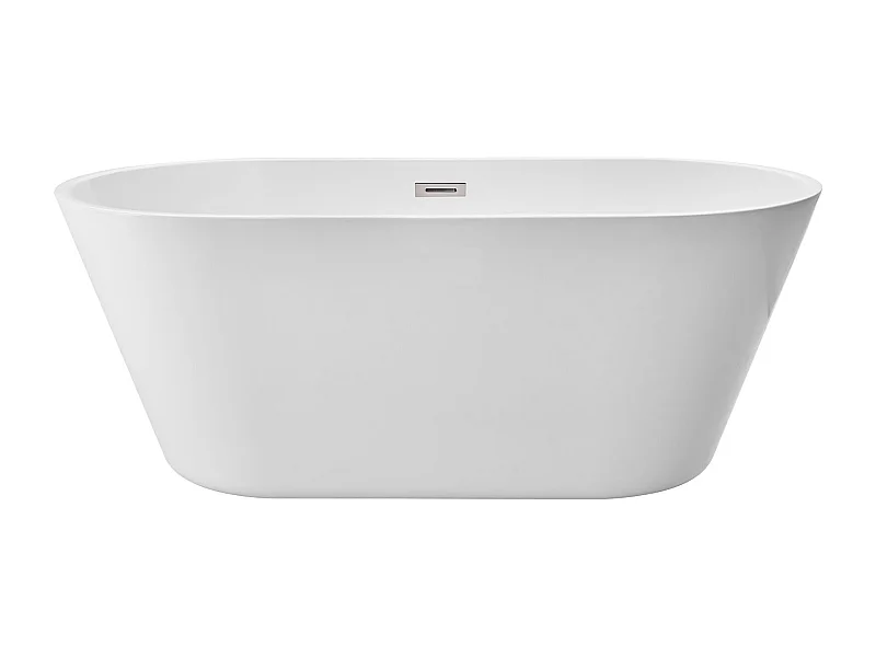 Baignoire Autoportante SucceBuy en Acrylique, Baignoire Îlot Moderne et Élégante, 150x75 cm, Grande Capacité 230 L, avec Trop-plein et Bonde en Nickel Brossé