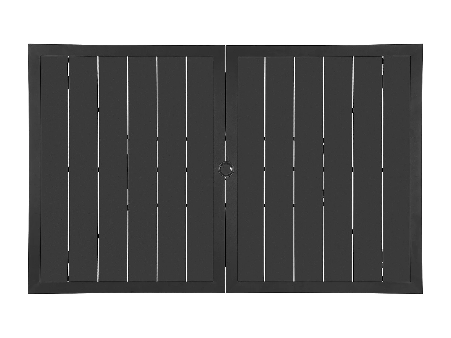 Table à Manger SucceBuy pour Patio Extérieur 150 cm, Table de Bistrot Rectangulaire en Acier Et Métal, pour 4-6 Personnes, Trou pour Parasol 3.8 cm, Noir