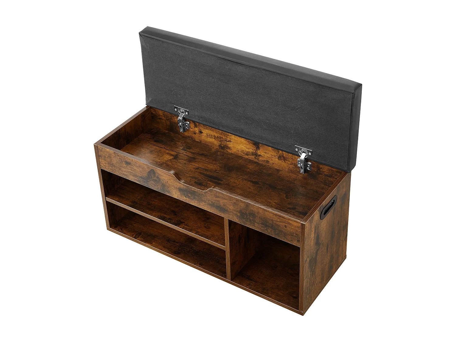 Banc à Chaussures SucceBuy d'Entrée, 80.5x30.5x44.5 cm, Banc de Rangement, Charge 136 kg, Rangement à Chaussures avec Plateau Relevable, Marron et Noir