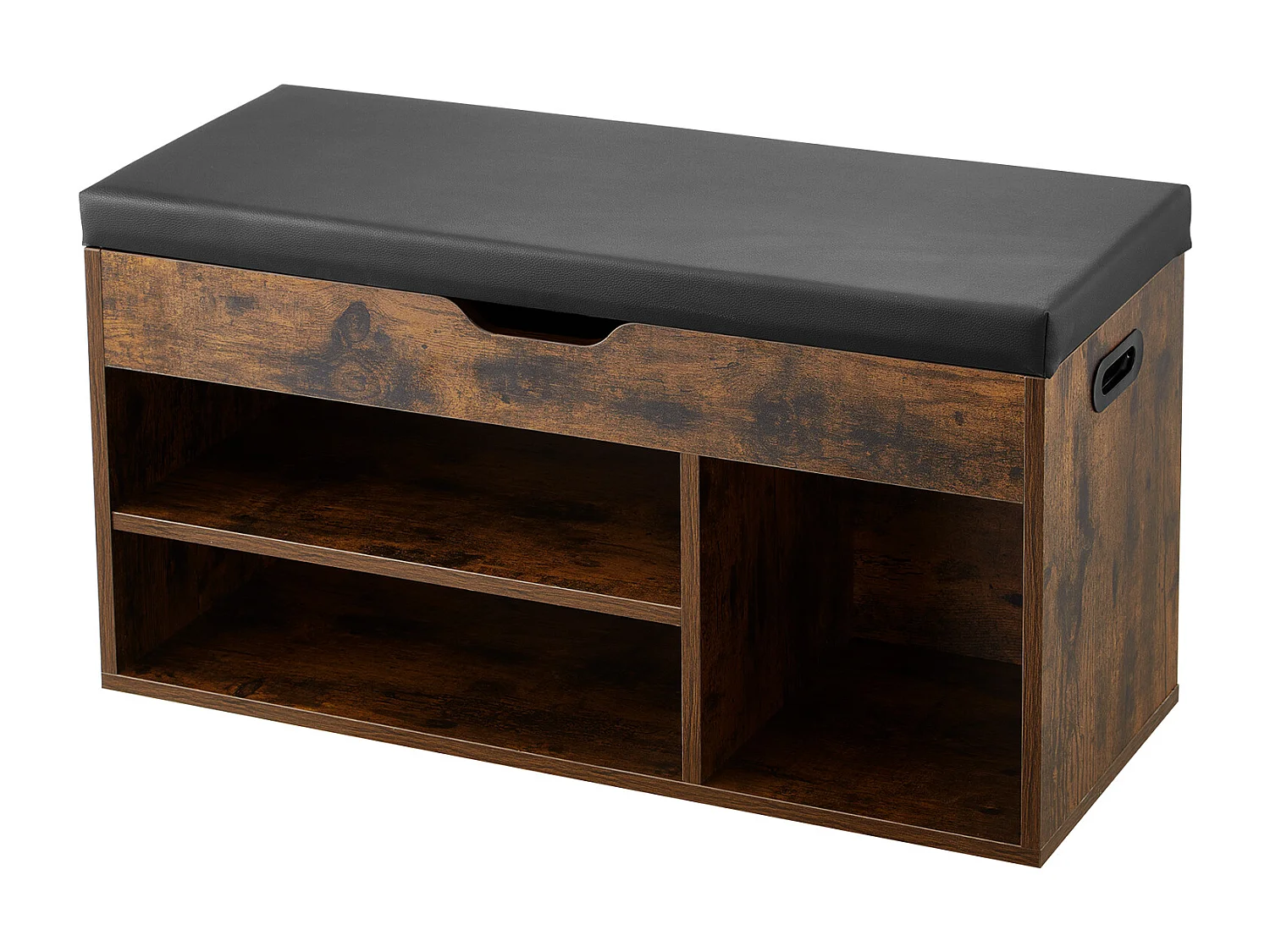 Banc à Chaussures SucceBuy d'Entrée, 80.5x30.5x44.5 cm, Banc de Rangement, Charge 136 kg, Rangement à Chaussures avec Plateau Relevable, Marron et Noir