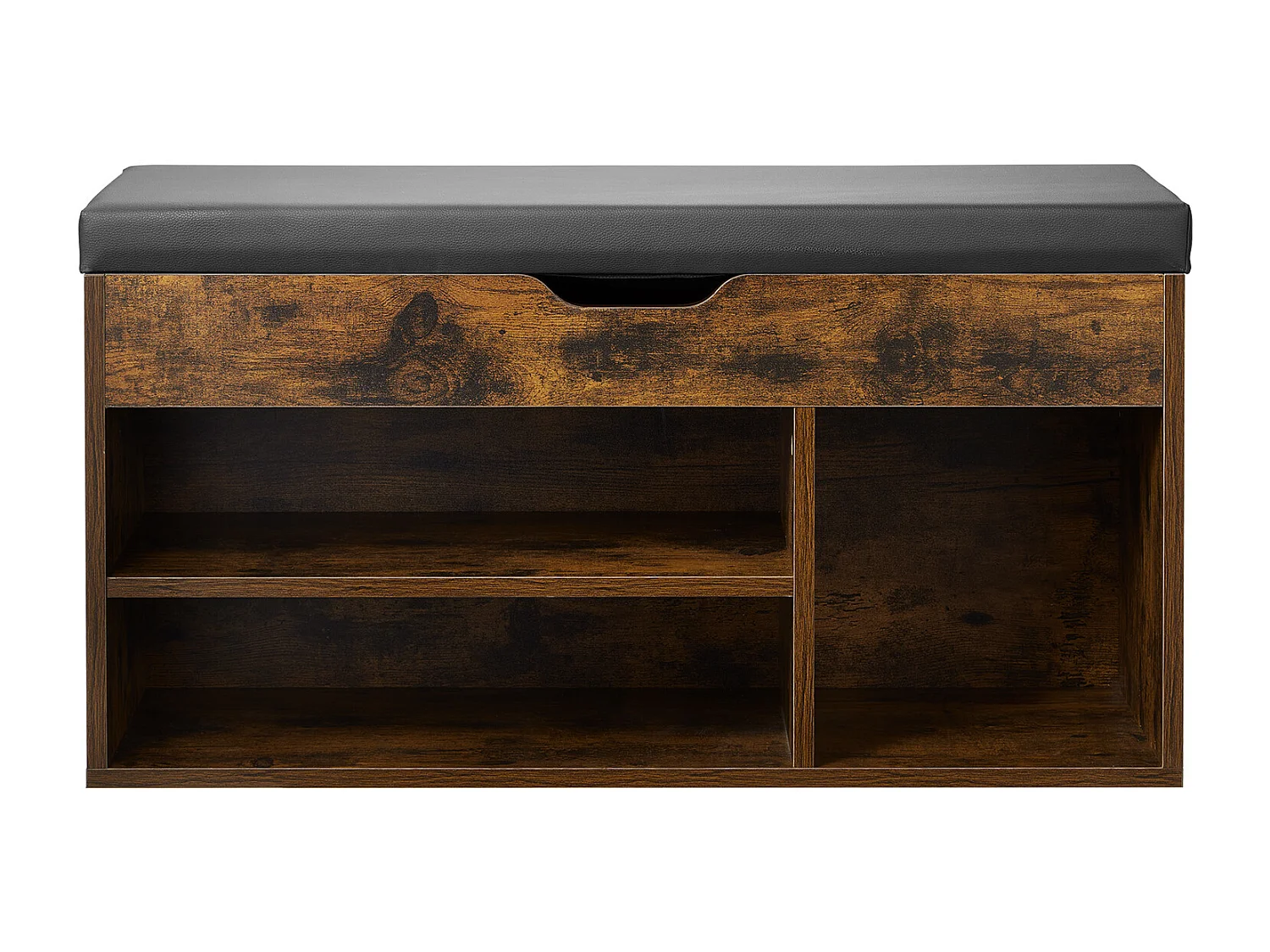 Banc à Chaussures SucceBuy d'Entrée, 80.5x30.5x44.5 cm, Banc de Rangement, Charge 136 kg, Rangement à Chaussures avec Plateau Relevable, Marron et Noir