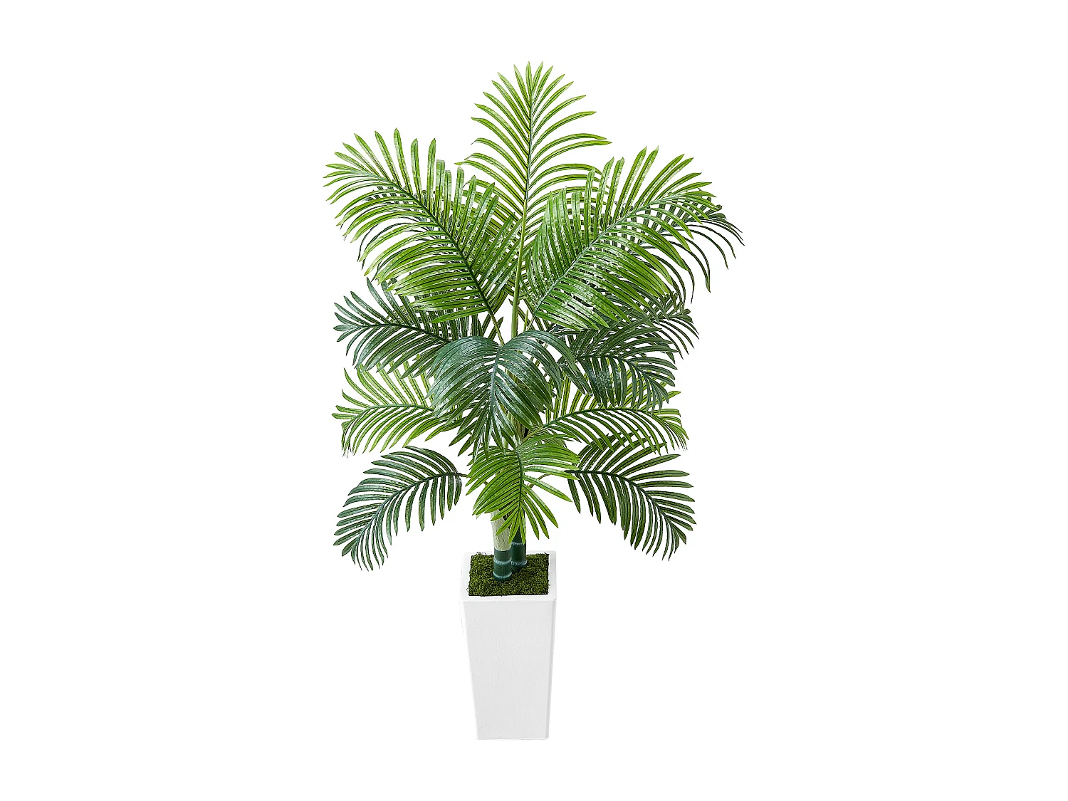Palmier Artificiel Areca SucceBuy, 1,5 m, Plante Artificielle Tropicale en Pot Blanc, Faux Arbre Tropical Palmier Areca Tronc Épais, Fausse Plante pour Bureau