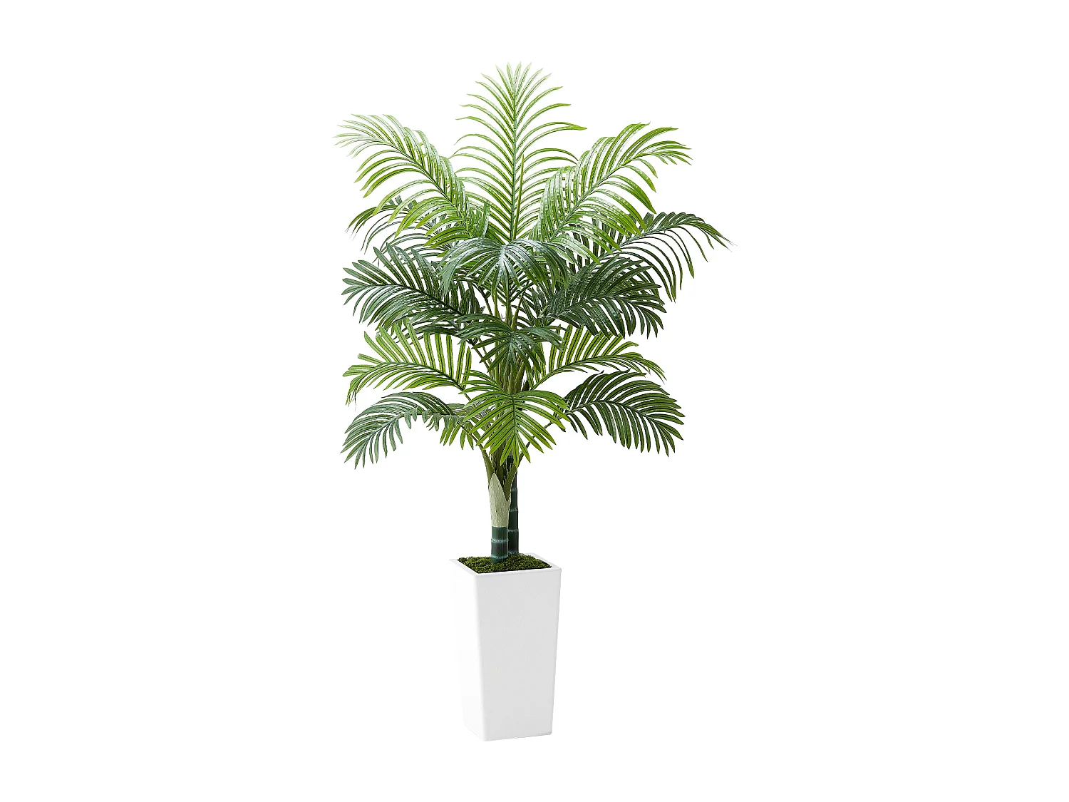 Palmier Artificiel Areca SucceBuy, 1,5 m, Plante Artificielle Tropicale en Pot Blanc, Faux Arbre Tropical Palmier Areca Tronc Épais, Fausse Plante pour Bureau
