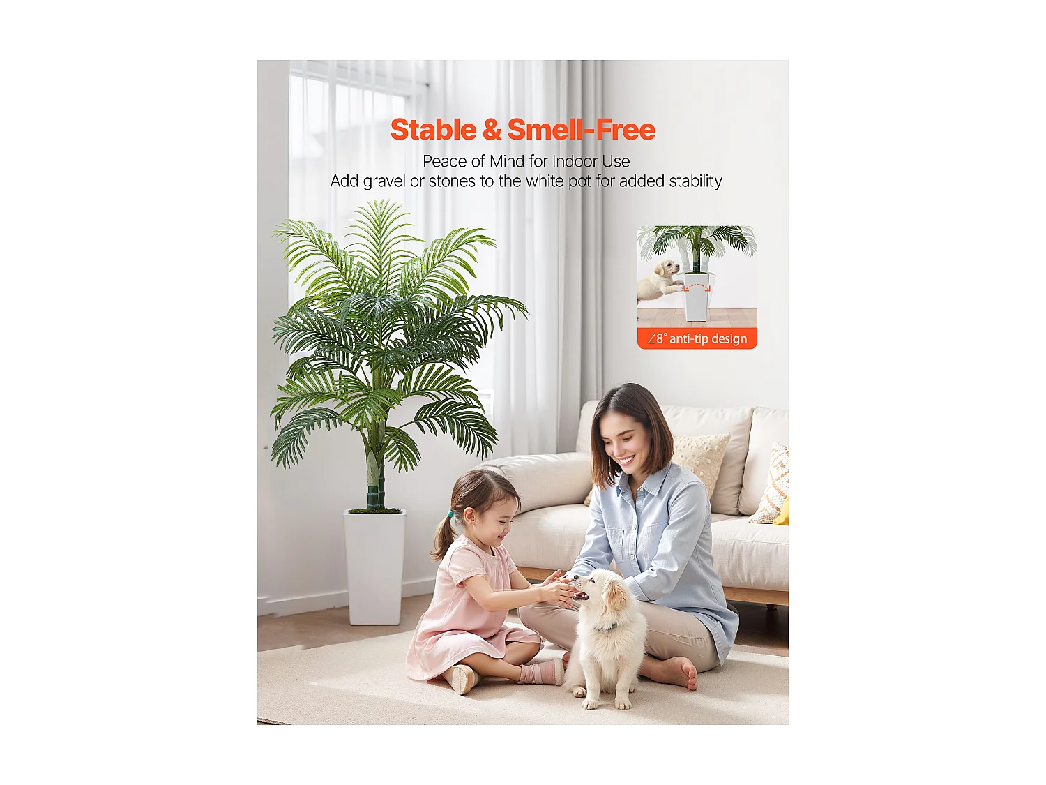 Palmier Artificiel Areca SucceBuy, 1,5 m, Plante Artificielle Tropicale en Pot Blanc, Faux Arbre Tropical Palmier Areca Tronc Épais, Fausse Plante pour Bureau