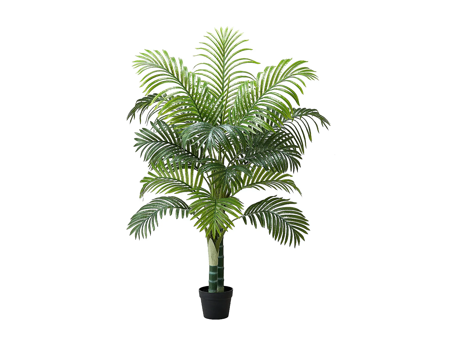 Palmier Artificiel Areca SucceBuy, 1,5 m, Plante Artificielle Tropicale en Pot Blanc, Faux Arbre Tropical Palmier Areca Tronc Épais, Fausse Plante pour Bureau